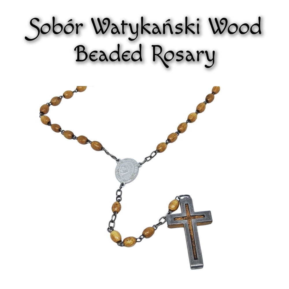 Sobór Watykański Wood Beaded Rosary - Picture 2 of 3